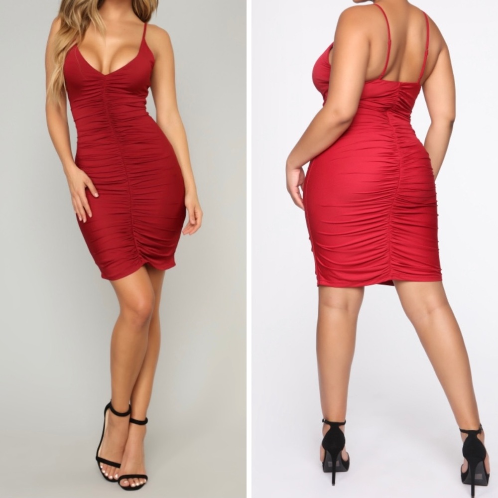 Ruched Dress, Burgundy, Sz Lg. New!